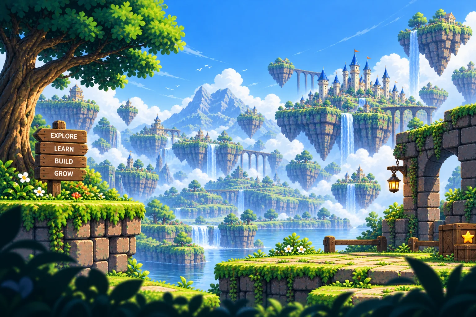 Floating game-world islands